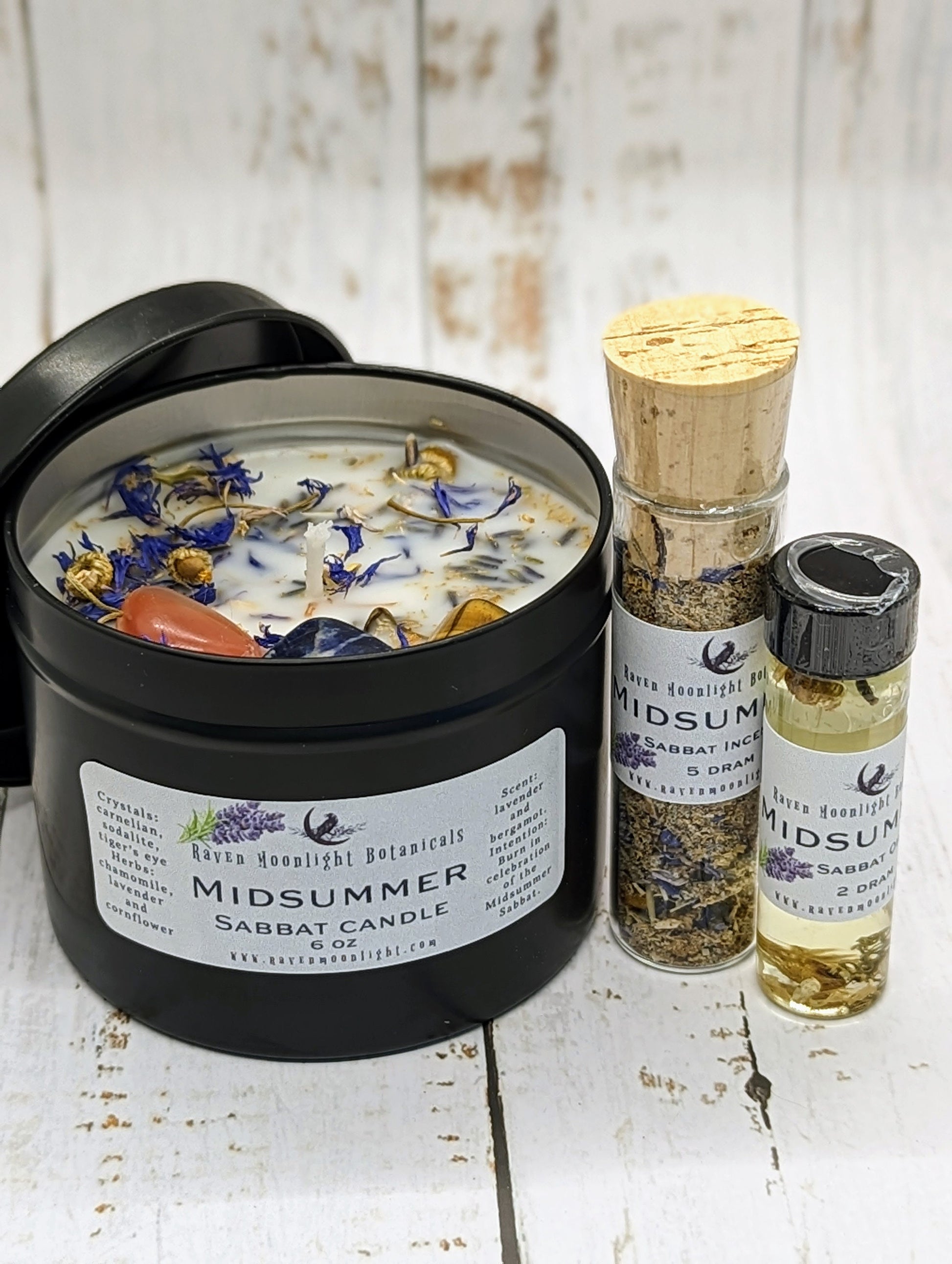 Summer Solstice Sabbat Kit with soy candle, incense, and oil